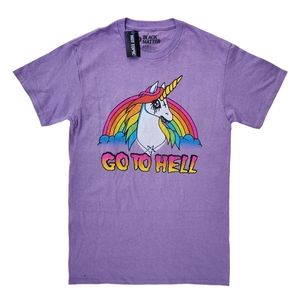 Hot Topic Go To Hell Unicorn Tee